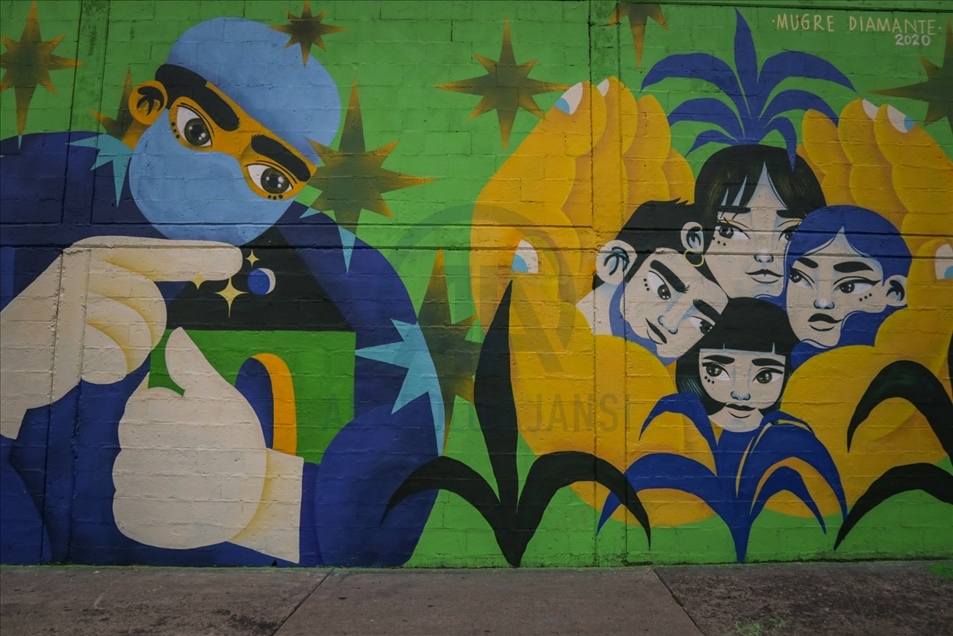 Con diferentes murales, colectivo de artistas de Colombia agradece a los trabajadores de la salud en Bogotá