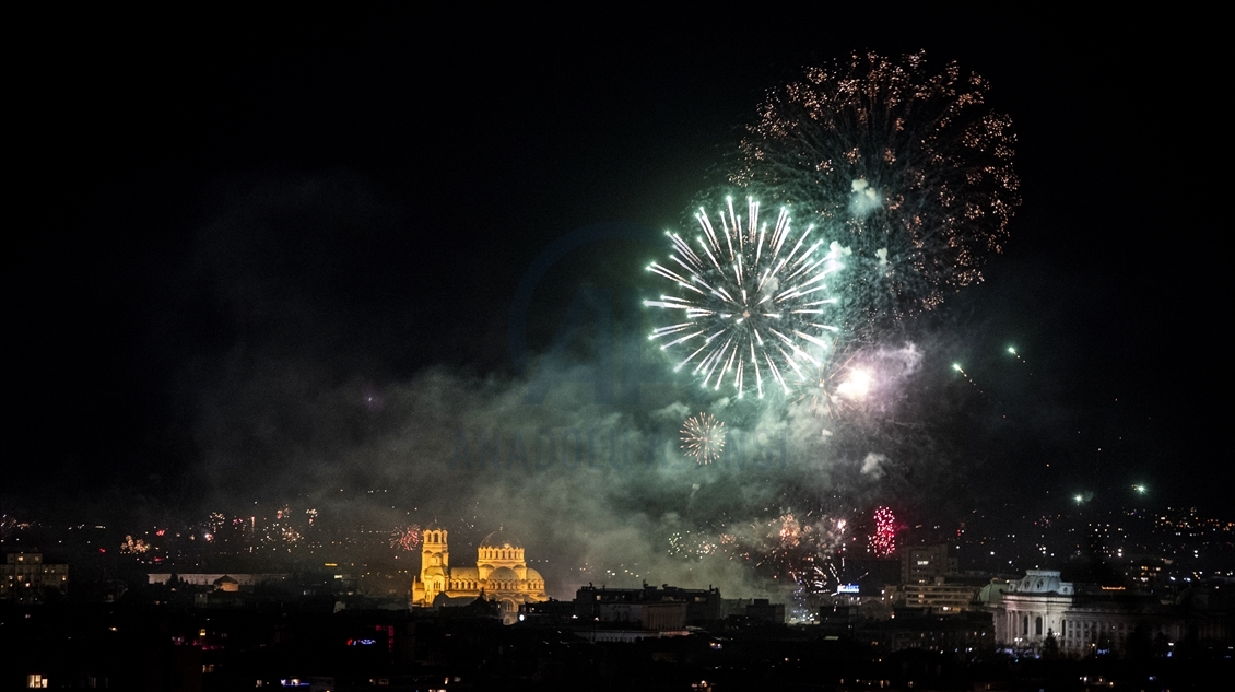 New Year's Eve 2021 fireworks celebration in Sofia