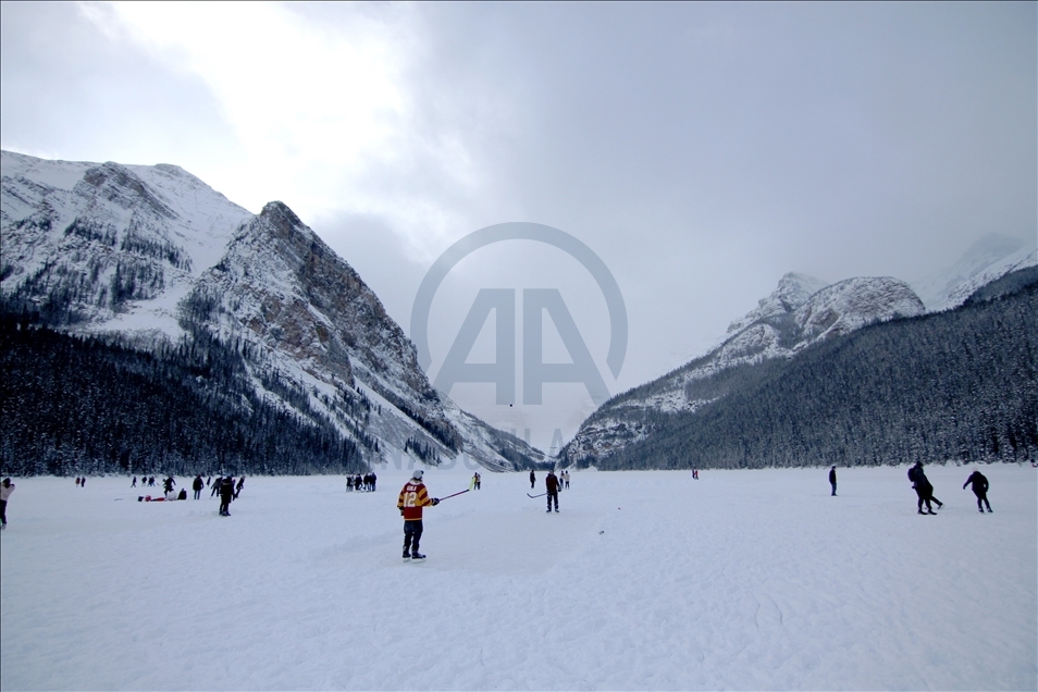 Ice Skating On Frozen Lake Louise in Canada
