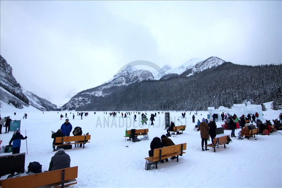 Ice skating on frozen Lake Louise in Canada Anadolu Ajansı