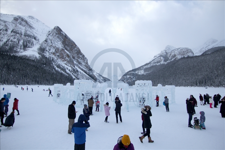 Ice Skating On Frozen Lake Louise in Canada