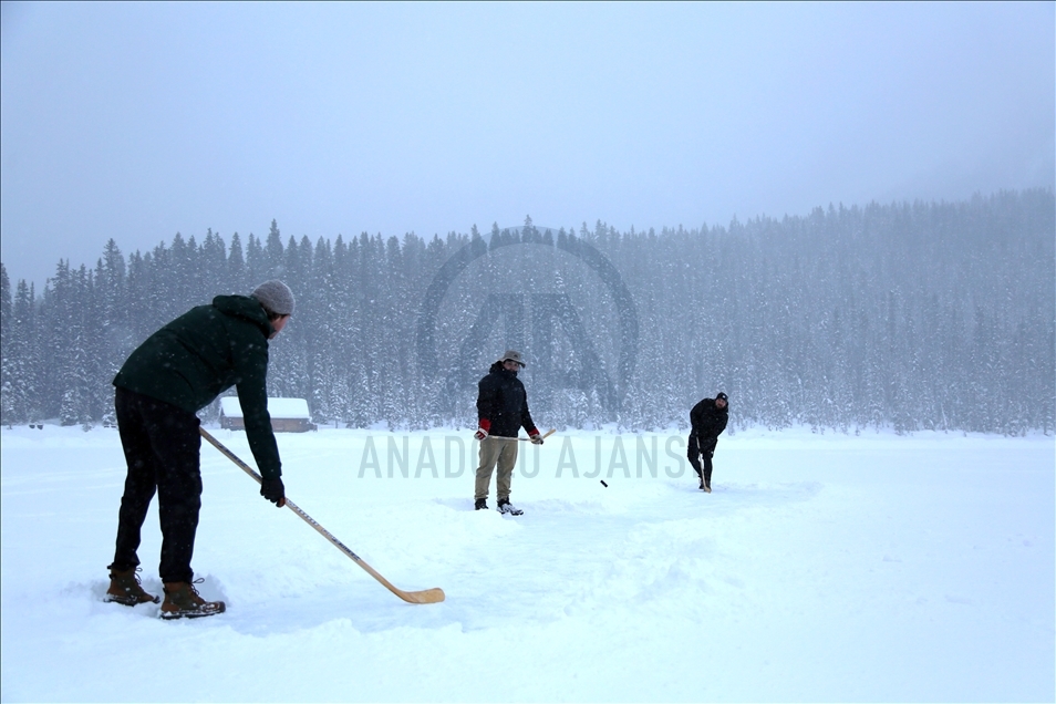 Ice Skating On Frozen Lake Louise in Canada