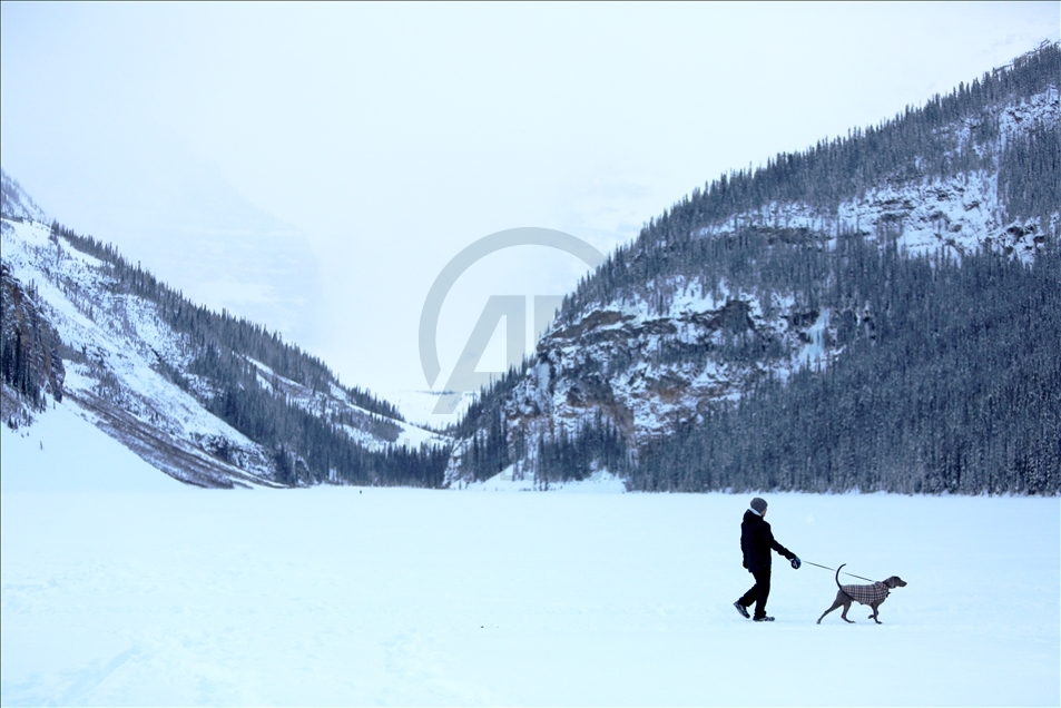 Ice Skating On Frozen Lake Louise in Canada