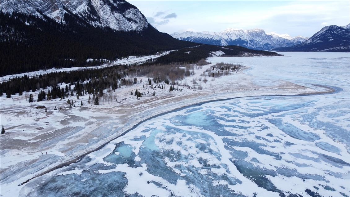 The frozen ice bubbles of Alberta's Abraham Lake