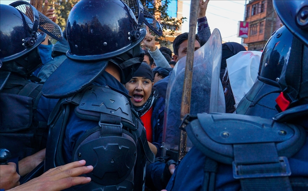 Protest against dissolution of Parllement in Nepal.