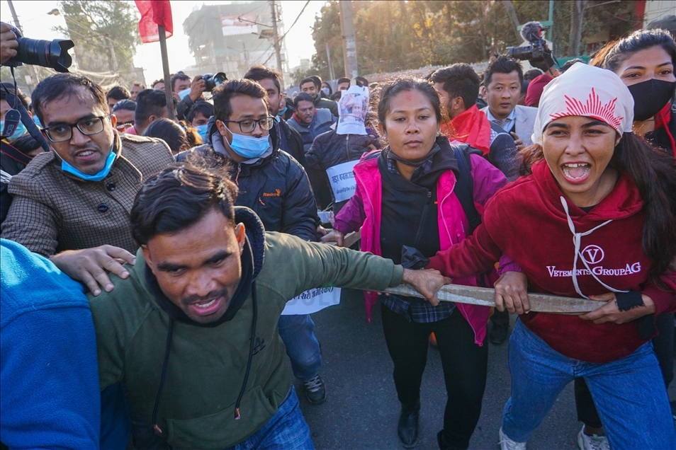 Protest against dissolution of Parllement in Nepal.