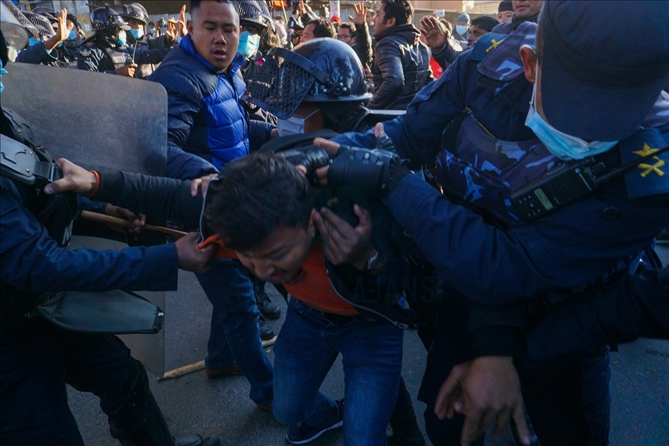 Protest against dissolution of Parllement in Nepal.