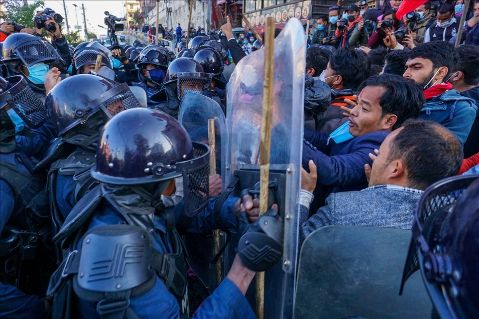 Protest against dissolution of Parllement in Nepal.