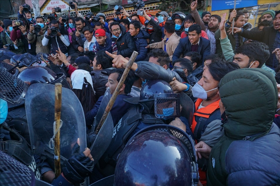 Protest against dissolution of Parllement in Nepal.