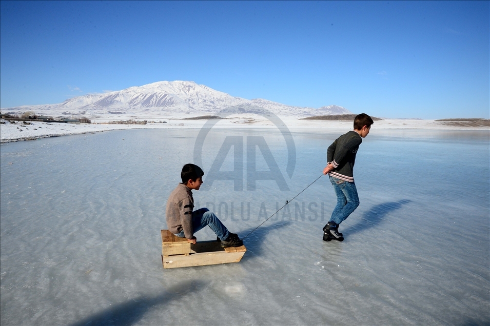 Frozen Lake Arin in Turkey's Bitlis