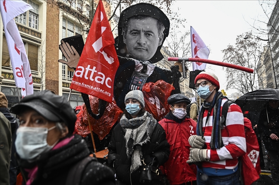Demonstration in Paris against Global Security bill, on 16 January 2021