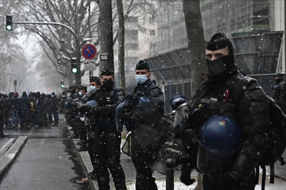 Demonstration in Paris against Global Security bill, on 16 January 2021
