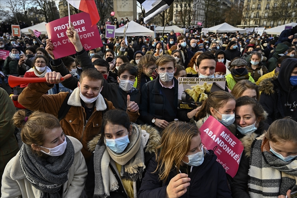 March for life at trocadero' place  in Paris on 17 January 2021