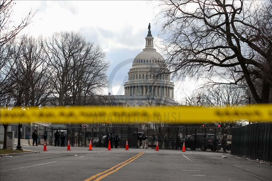 Supporters of Joe Biden gather outside Capitol in Washington