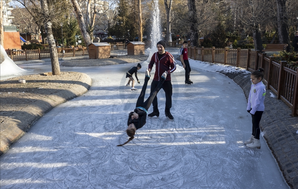 Ice skating at Kugulu Park in Ankara