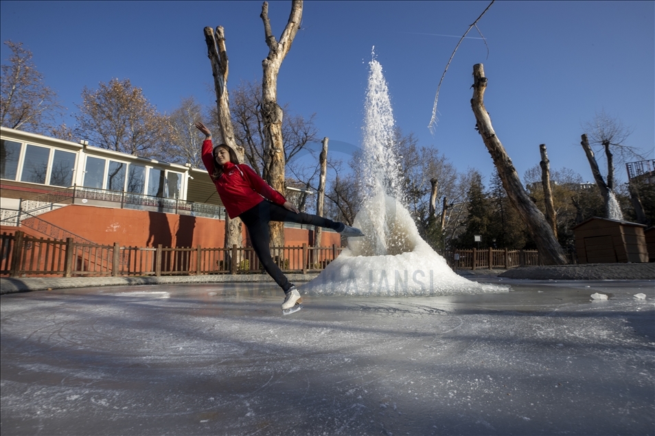 Ice skating at Kugulu Park in Ankara