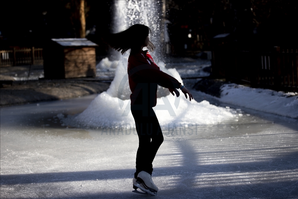 Ice skating at Kugulu Park in Ankara