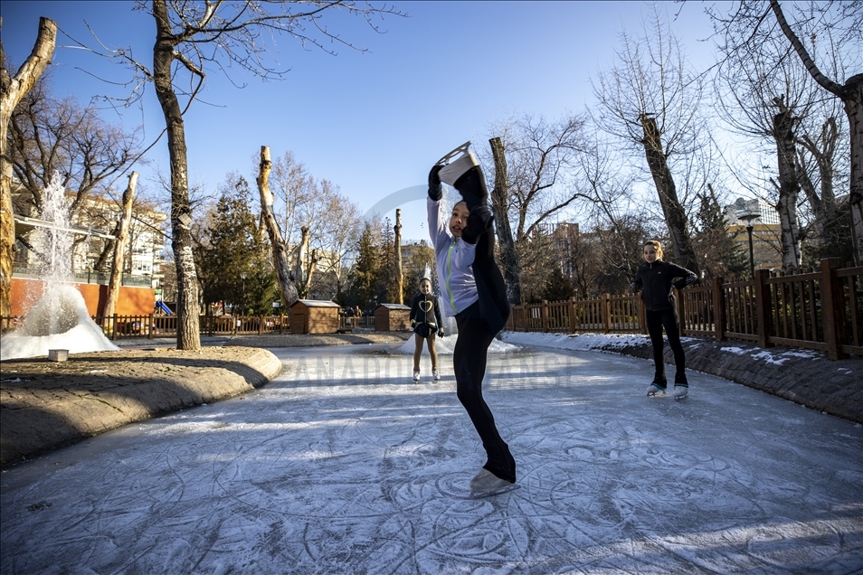 Ice skating at Kugulu Park in Ankara