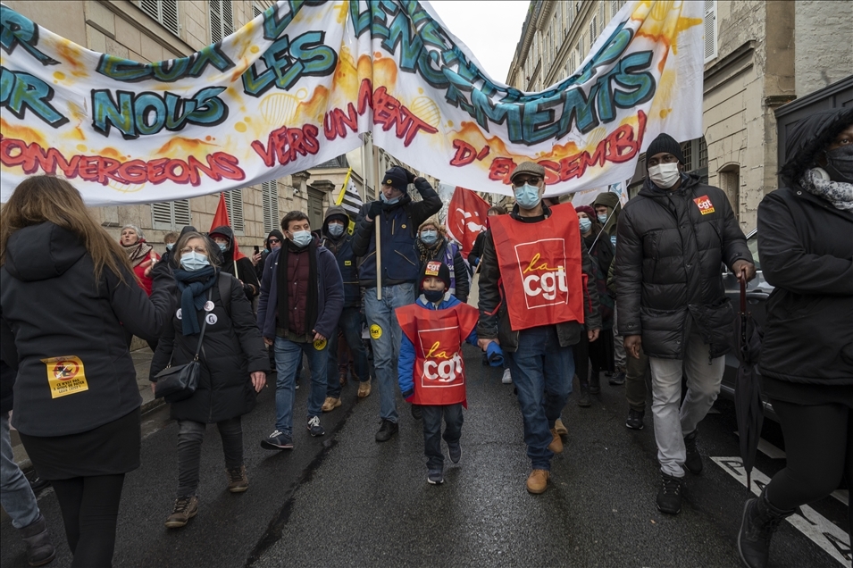 Unitary protest against the dismissals due to the Covid-19 epidemic in Paris, on the January 22, 2021
