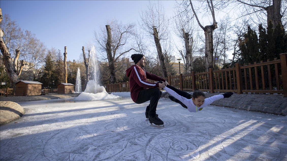 Ice skating at Kugulu Park in Ankara