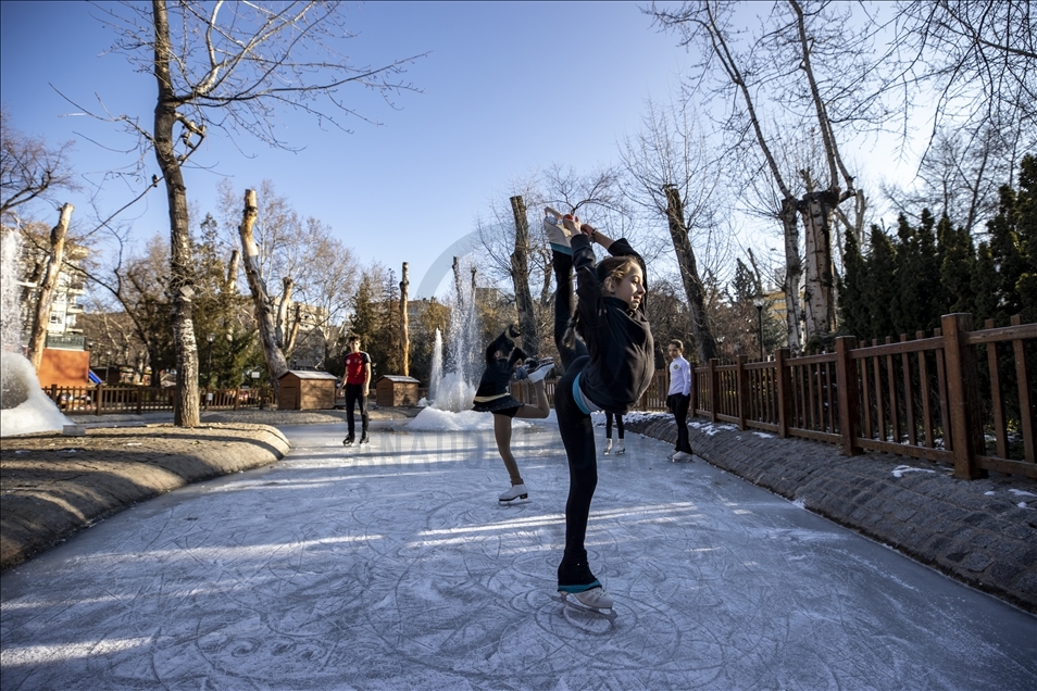 Ice skating at Kugulu Park in Ankara