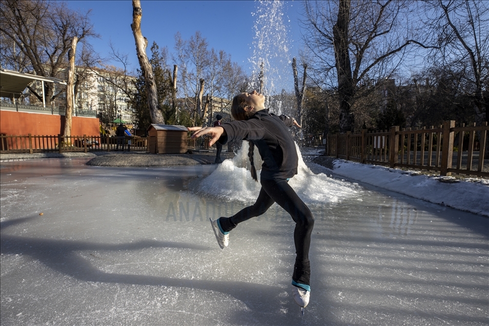 Ice skating at Kugulu Park in Ankara