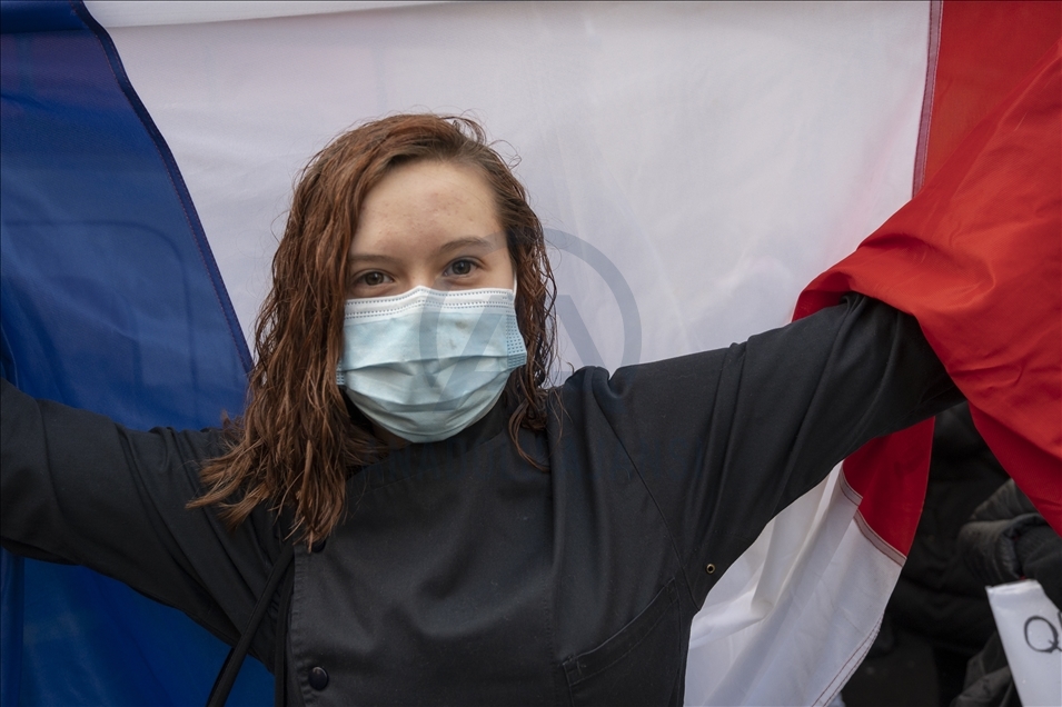Unitary protest against the dismissals due to the Covid-19 epidemic in Paris, on the January 22, 2021