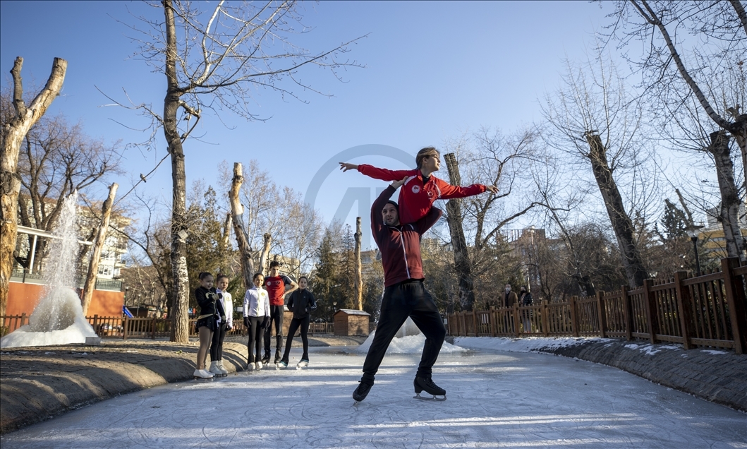 Ice skating at Kugulu Park in Ankara