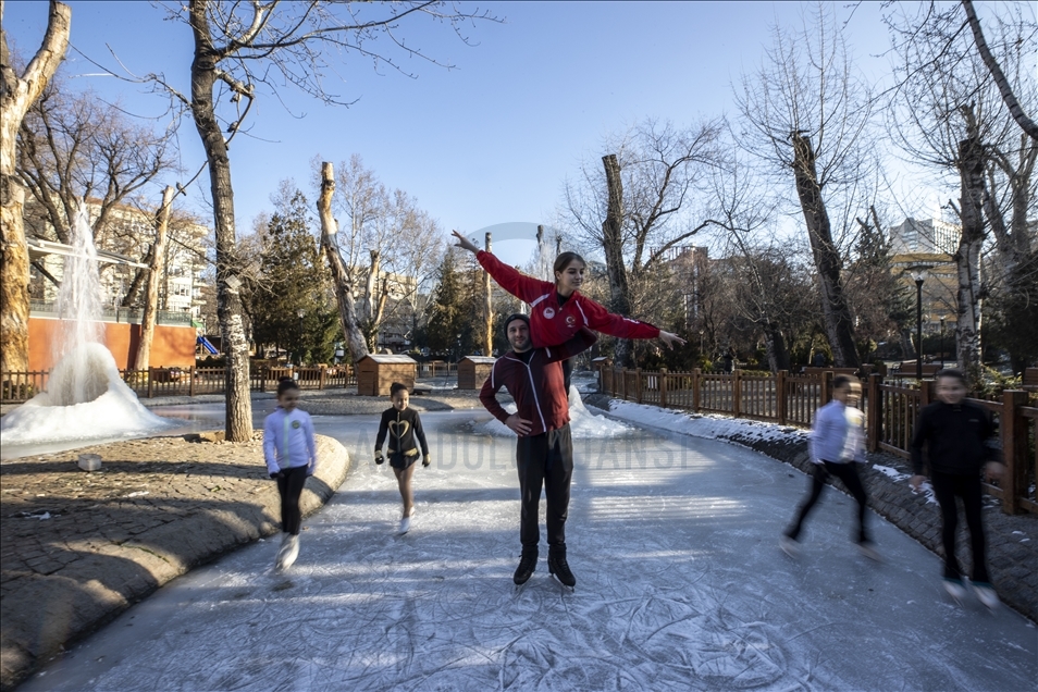 Ice skating at Kugulu Park in Ankara