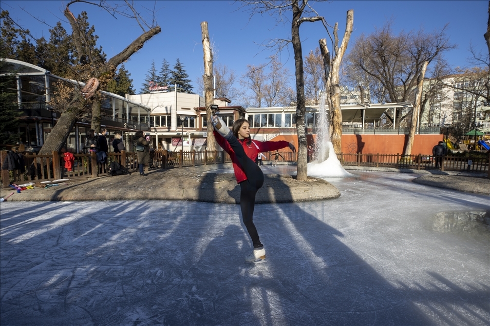 Ice skating at Kugulu Park in Ankara