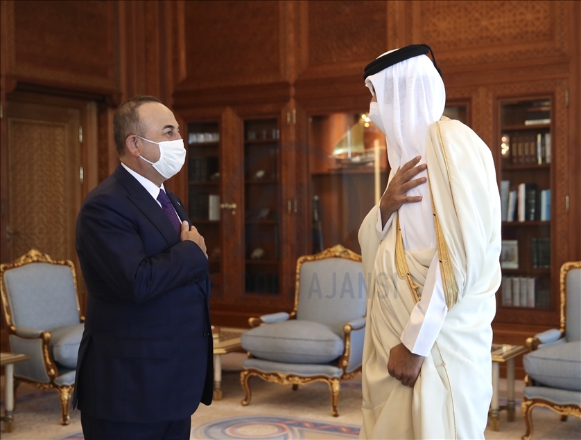أمير قطر يبحث مع تشاووش أوغلو المستجدات الإقليمية والدولية