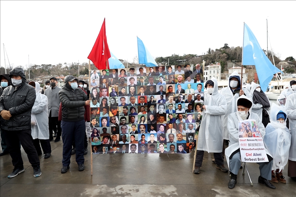 Protests of Uyghur Turks outside China Consulate in Istanbul