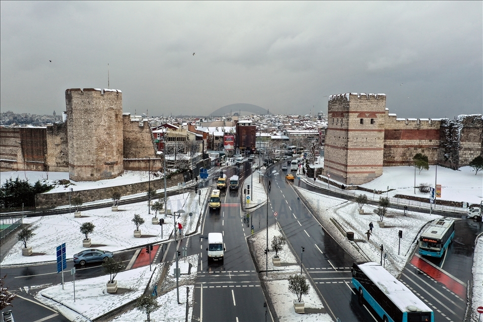 Snowy and cold weather in Istanbul