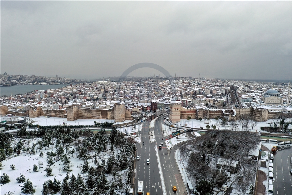 Snowy and cold weather in Istanbul