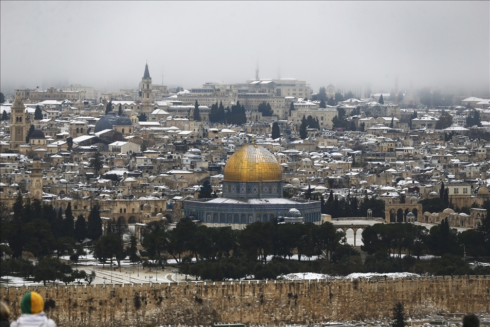 بارش نخستین برف امسال در قدس