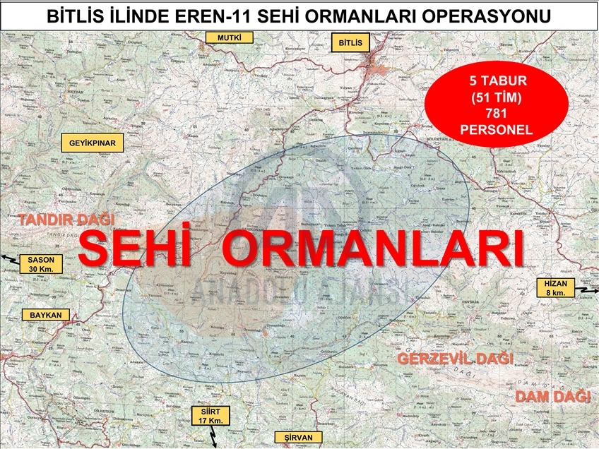 İçişleri Bakanlığınca "Eren-11 Sehi Ormanları Operasyonu" başlatıldı
