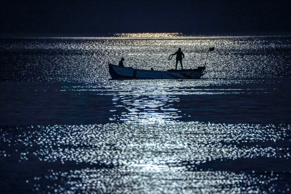 Fishing in the moonlight in Turkey's Van