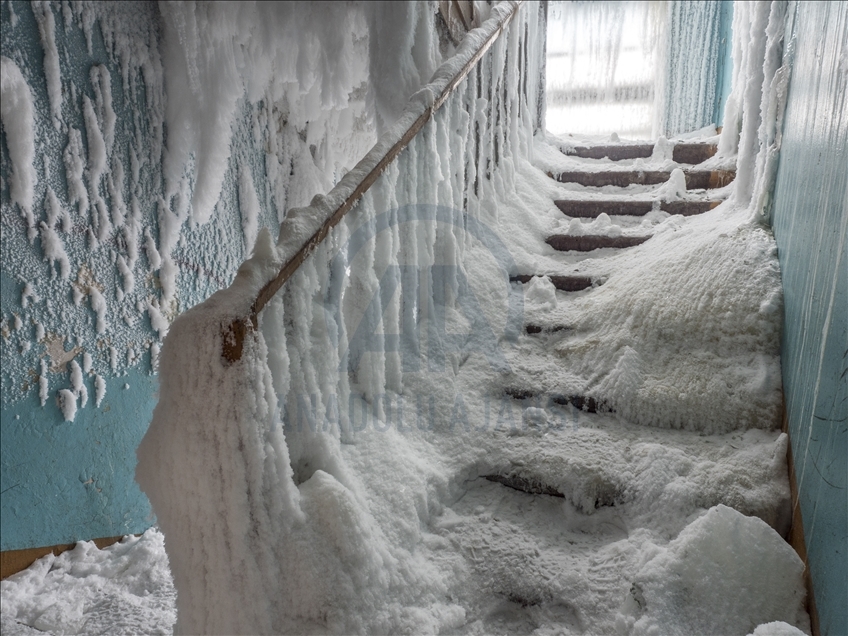 Russia's Vorkuta covered with ice and snow