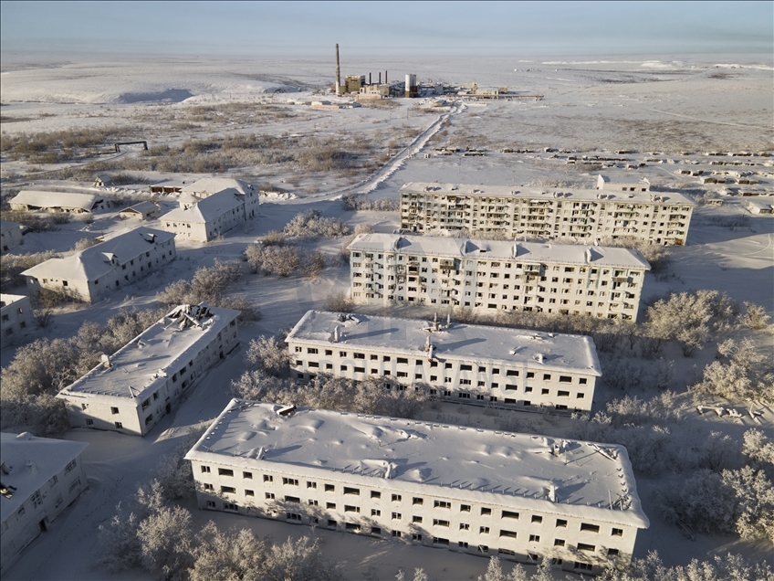 Russia's Vorkuta covered with ice and snow