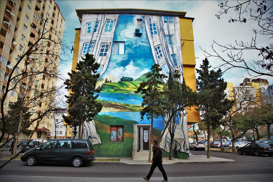 Buildings in Baku painted in colors