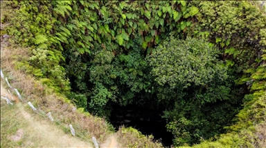 Indigenous pictographs art is hidden at the top of the Mogoticos river canyon in Colombia