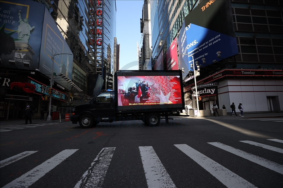 LED screen van moved on the roads, following FETO ad removed in New York’s Time Square after fallout