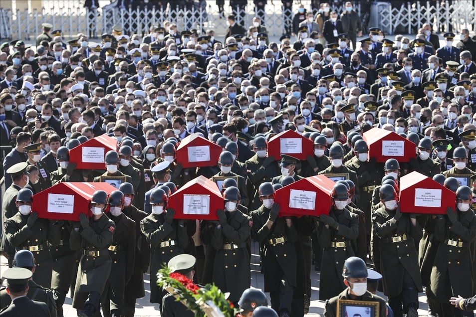 Funeral of 11 martyred soldiers in Turkish army helicopter crash in Bitlis