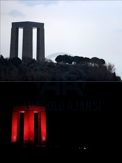 Day and night view of Canakkale Martyrs Monument