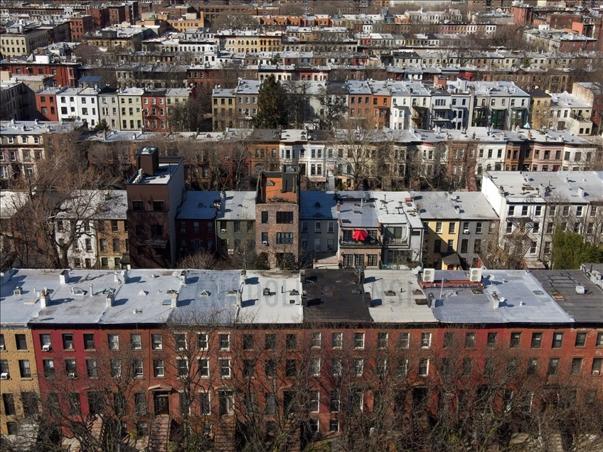 Aerial views of a neighborhood in Brooklyn