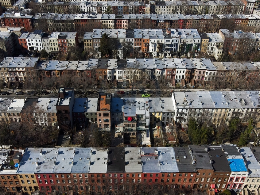 Aerial views of a neighborhood in Brooklyn