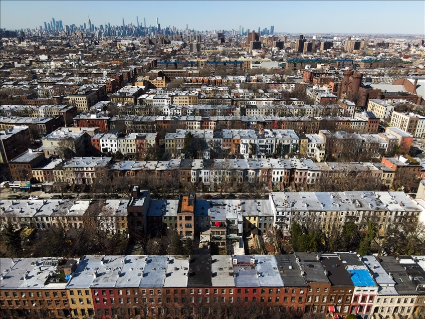 Aerial views of a neighborhood in Brooklyn