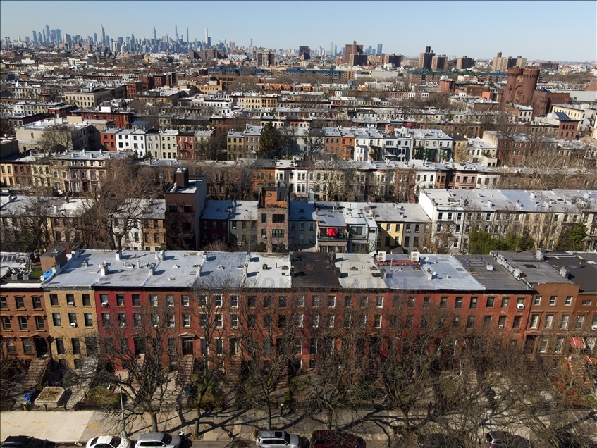 Aerial views of a neighborhood in Brooklyn