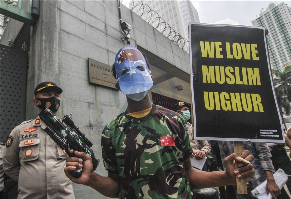 Aksi protes menentang persekusi terhadap Uighur di Jakarta