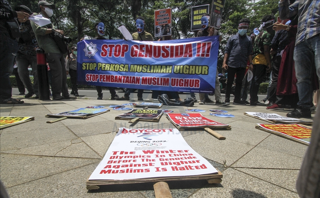 Aksi protes menentang persekusi terhadap Uighur di Jakarta